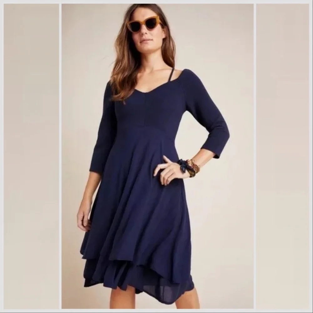 Anthropologie MAEVE Orsay navy blue dress, M.